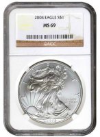 2003 1 oz American Silver Eagle Coin - NGC MS-69