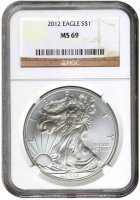2012 1 oz American Silver Eagle Coin - NGC MS-69