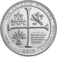 2019 San Antonio Missions Quarter Coin - S Mint - BU