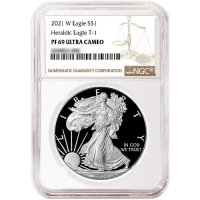 2021-W 1 oz Proof American Silver Eagle Coin - Type I - NGC PF-69 Ultra Cameo