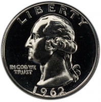 1962 Washington Silver Quarter Coin - Gem Proof