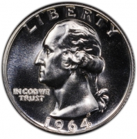 1964 Washington Silver Quarter Coin - Gem Proof