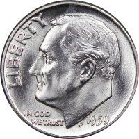 1959 Roosevelt Silver Dime Coin - Choice BU