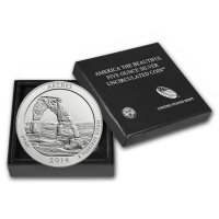 2014-P 5 oz Burnished Arches ATB Silver Coin (w/ Box & COA)