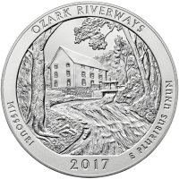 2017-P 5 oz Burnished Ozark Riverways ATB Silver Coin (w/ Box & COA)