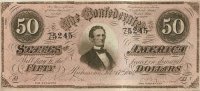 1864 $50.00 CSA Confederate Note - About Uncirculated