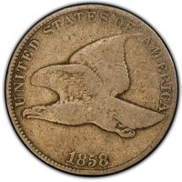 1858 Flying Eagle Cent Coin - Large Letters - Good