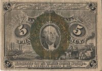 2nd Issue 1863-1867 5 Cents Fractional Currency - Civil War Era - Fine or Better