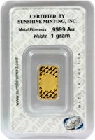 Sunshine Minting 1 gram Gold Bar - New Design (In TEP Packaging w/ Mint Mark SI™)