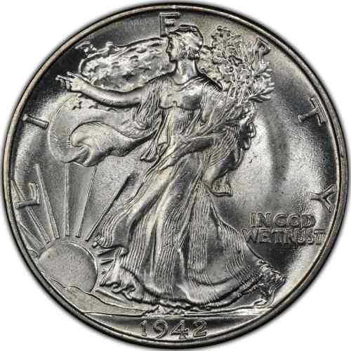 S Mint 1942 50C Walking Liberty Half Dollar 