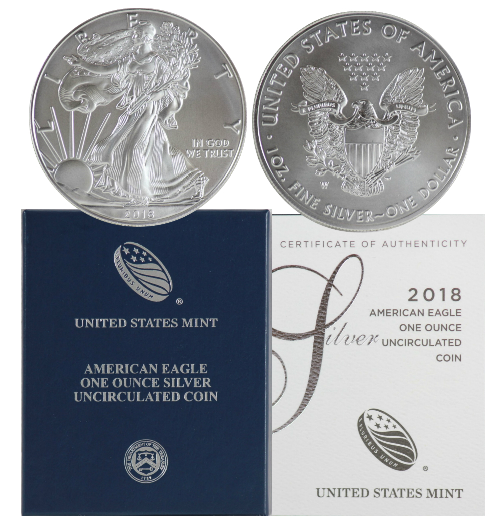 MintProducts > American Silver Eagle Coins (1986-2023) > 2018-W Burnished Silver Eagle - Gem BU