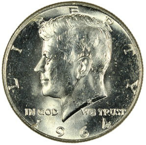 1964D Kennedy Half Dollar roll UNC Roll of 20-90/% Silver US coins
