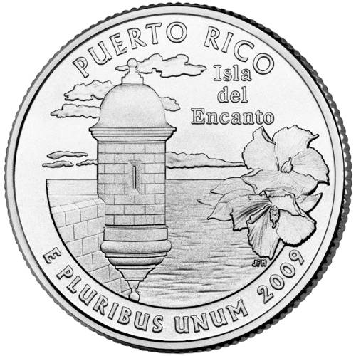 US 2009 Puerto Rico Quarter BU Uncirculated Coin Silver Tone Key Chain Ring Bottle Opener NEW DC & US Territories