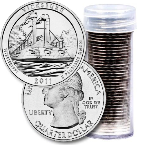 2011 D Vicksburg Mississippi America the Beautiful BU Quarter from US Mint Roll 