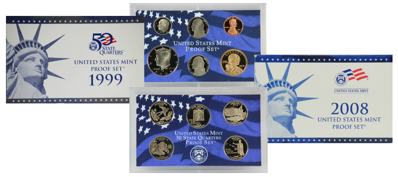 1999 STATE QUARTERS 5-COIN CLAD PROOF SETS ~ GROUP OF 5 SETS ~ 25 TOTAL COINS!