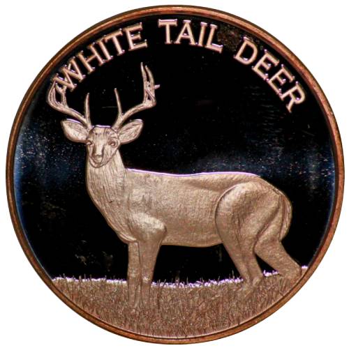 "White Tail Deer" 1 oz .999 Copper Round Part of the Wildlife Series 