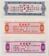 Lot of 3 Vintage Chinese Food Ration Coupons from the Jilin Province and Xining City
