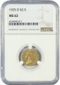 $2.50 Indian Quarter Eagle Gold Coins - Random Dates - PCGS/NGC MS-62