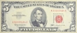 1963 $5.00 U.S. Note - Red Seal - Crisp Uncirculated