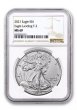 2021 1 oz American Silver Eagle Coin - Type 2 - NGC MS-69 Brown Label