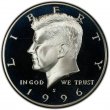 1996-S 90% Silver Kennedy Proof Half Dollar Coin - Choice PF