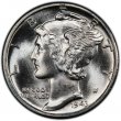 1943-S Mercury Silver Dime Coin - Near Gem - Full Bands