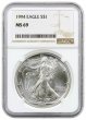 1994 1 oz American Silver Eagle Coin - NGC MS-69