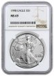 1998 1 oz American Silver Eagle Coin - NGC MS-69