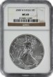 2008-W 1 oz American Burnished Silver Eagle Coin - NGC MS-69