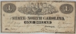 January 1863 The State of North Carolina Obsolete Note - One Dollar - Circulated