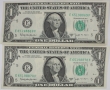 1963B $1.00 Federal Reserve Barr Note - 2 Consecutive Serial Numbers - Crisp Uncirculated