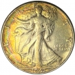 1941 Walking Liberty Silver Half Dollar Coin - Choice AU - Rainbow Tone