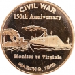 1 oz Copper Round - Civil War Series - Monitor vs. Virginia Design