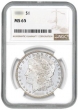 Pre-21 Morgan Silver Dollar Coin - Random Date - NGC Certified MS-65