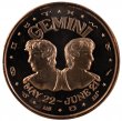 1 oz Copper Round - Zodiac Series - Gemini Design