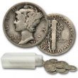 1916-1945 50-Coin 90% Silver Mercury Dime Roll - Mixed Dates - Avg. Circ.