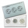 1980 Susan B Anthony Dollar - 3 Coin Souvenir Mint Set - Brilliant Uncirculated