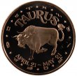 1 oz Copper Round - Zodiac Series - Taurus Design