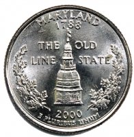 2000 Maryland State Quarter Coin - P or D Mint - BU