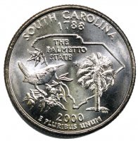 2000 South Carolina State Quarter Coin - P or D Mint - BU