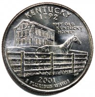 2001 Kentucky State Quarter Coin - P or D Mint - BU