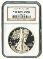 2001-W 1 oz American Proof Silver Eagle Coin - NGC PF-70 Ultra Cameo
