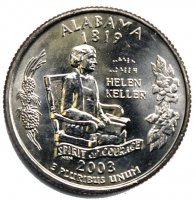2003 Alabama State Quarter Coin - P or D Mint - BU
