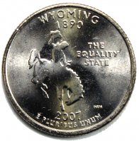 2007 Wyoming State Quarter Coin - P or D Mint - BU