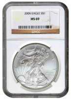 2006 1 oz American Silver Eagle Coin - NGC MS-69