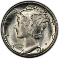 1934-D Mercury Silver Dime Coin - Choice BU