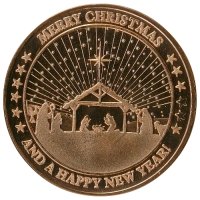 1 oz Copper Round - Christmas Series - Merry Christmas and Happy New Year Design