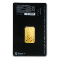 Perth Mint 10 gram Gold Bar In Assay card obverse