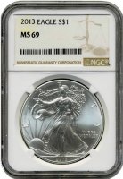 2013 1 oz American Silver Eagle Coin - NGC MS-69
