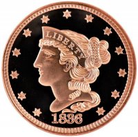 1 oz Copper Round - 1836 Braided Hair Cent